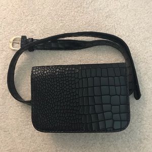 Women's Mini Waist Bag / Fanny Pack - Black Croc